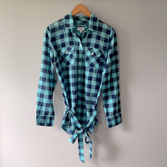 AE lightweight checkered long sleeved top s6 - Picture 1 of 6